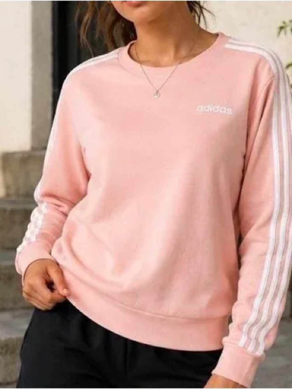 Adidas Women’s 3-Stripes Crewneck Sweatshirt – Coral Peach – XL – New With Tags